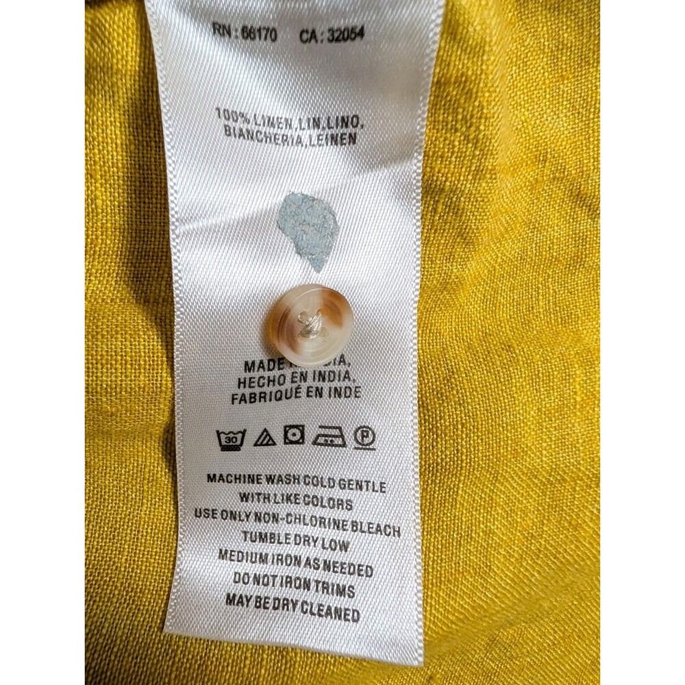 Maeve By Anthropologie Womens Mustard Yellow Marva Lace Up Linen Blouse Size 2 - Picture 7 of 10